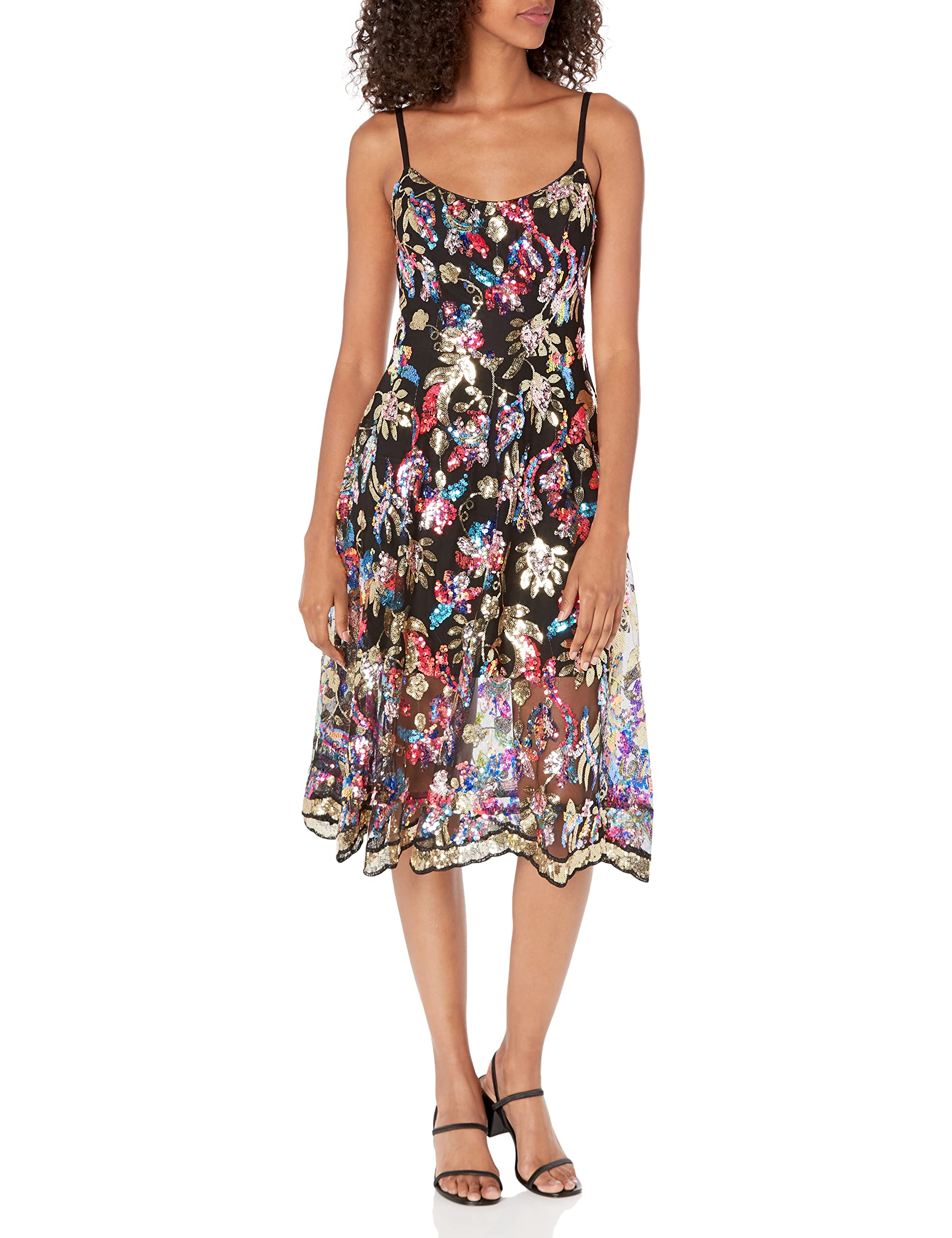 Photo 1 of Dress the Population Women's Uma Sweetheart Lace Midi Dress, Gold Multi, Small