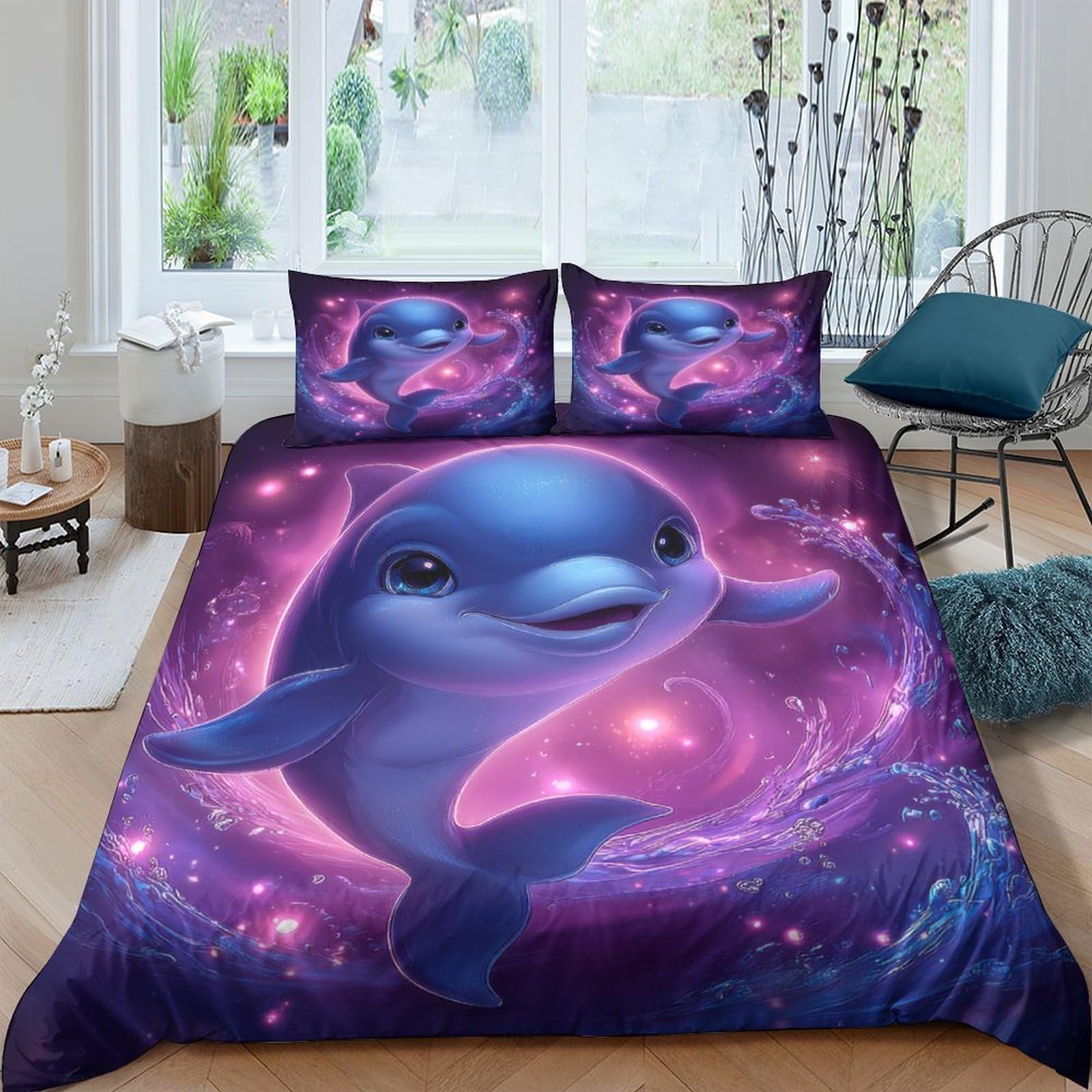 Housse de couette dauphin 3D 220x240cm pour une chambre d'ado style ocean