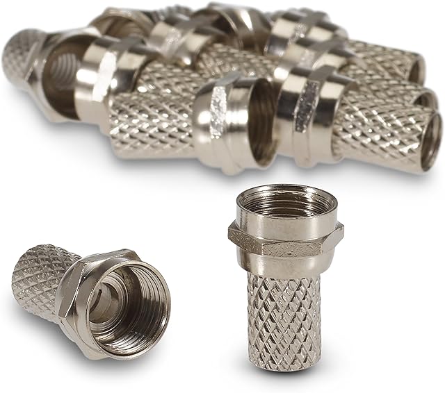 SSL Satellites 10 Pieces F Male Plug Connectors Micro Screw/Twist On Aerial Coaxial Cable RG6