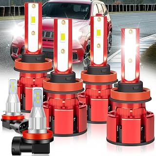 For Jeep Grand Cherokee 2017-2021 Light Bulbs with 20,000 RPM Cooling Fan, 800% Brightness Hi and Lo Beam+Fog Light Bulbs, 6500K, 36000LM Super Bright, Efficient Heat Dissipation, 6PCS