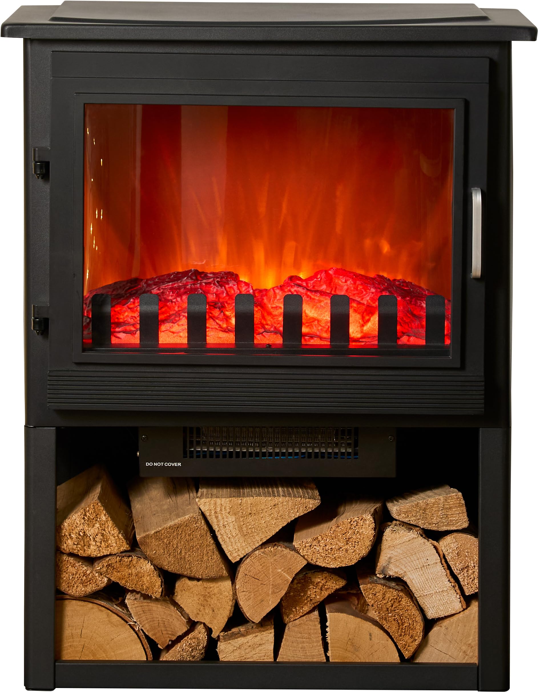 Sureflame Marlow 3-Sided Electric Stove with Log Storage in Black