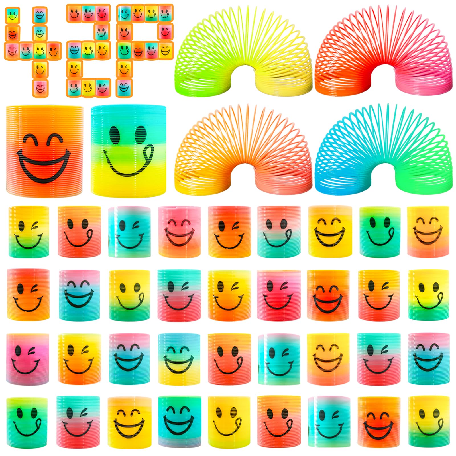 42 Pack Mini Spring Party Favors for Kids 3-5 4-8,Magic Rainbow Coil Toys
