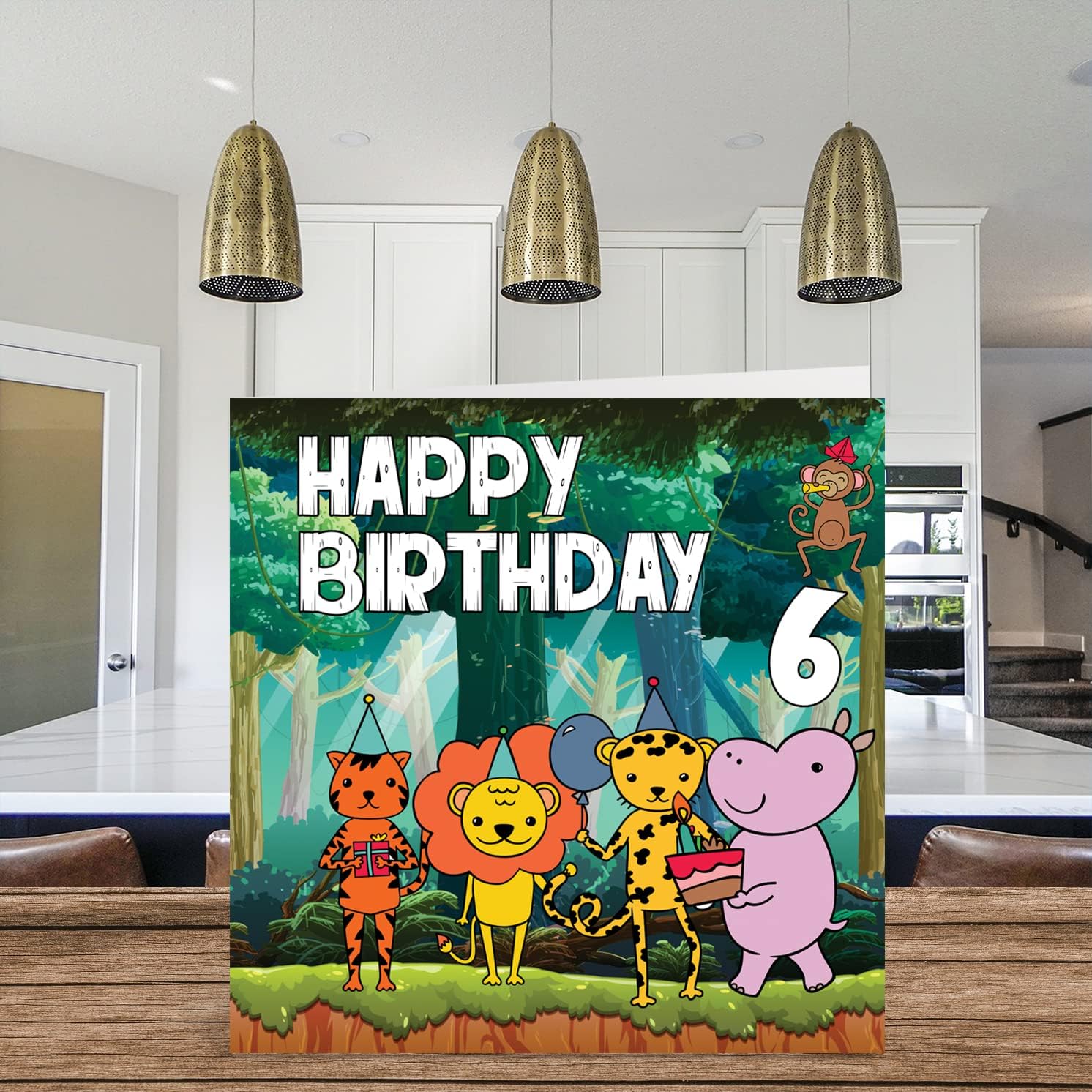 Stuff4 6th Birthday Card Boy - Jungle Birthday Card - Happy Birthday Card 6 Year Old Boy, Boys Birthday Cards for Him, 5.7 x 5.7 Inch Greeting Card for Son Nephew Grandson Kid Children
