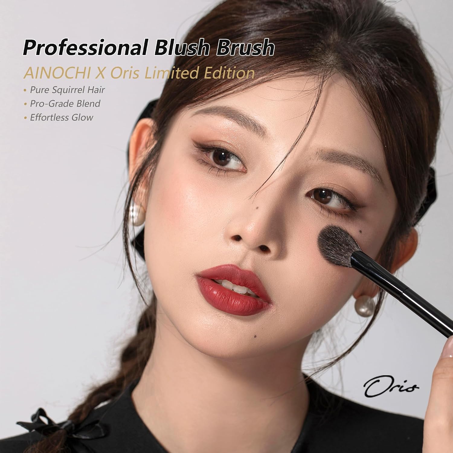 Angled Blush Brush - Squirrel & Saikoho Goat Hair Makeup Brush,1pc | Asymmetric paw-cut,premium natural hair,solves patchy makeup,flawless cheek gradient and soft-focus eye setting details