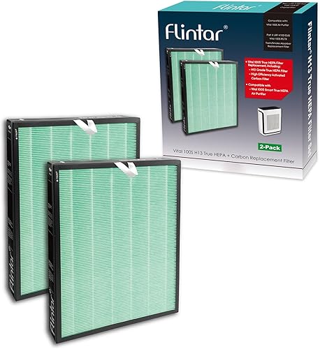 Flintar Vital 100S Filtro de repuesto para absorción de humo y toxinas, compatible con el purificador de aire LEVOIT Vital 100S, H13 True HEPA +