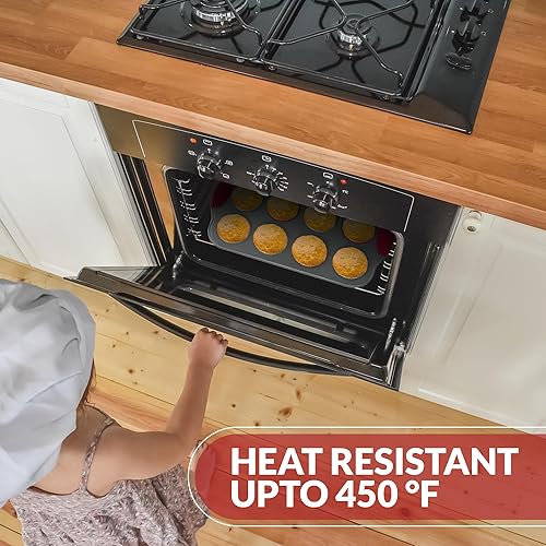 Miniatura 4 de Boxiki Kitchen Duo Mini molde para magdalenas de 12 tazas con forros de silicona y sartén de pan de plátano de acero antiadherente de primera