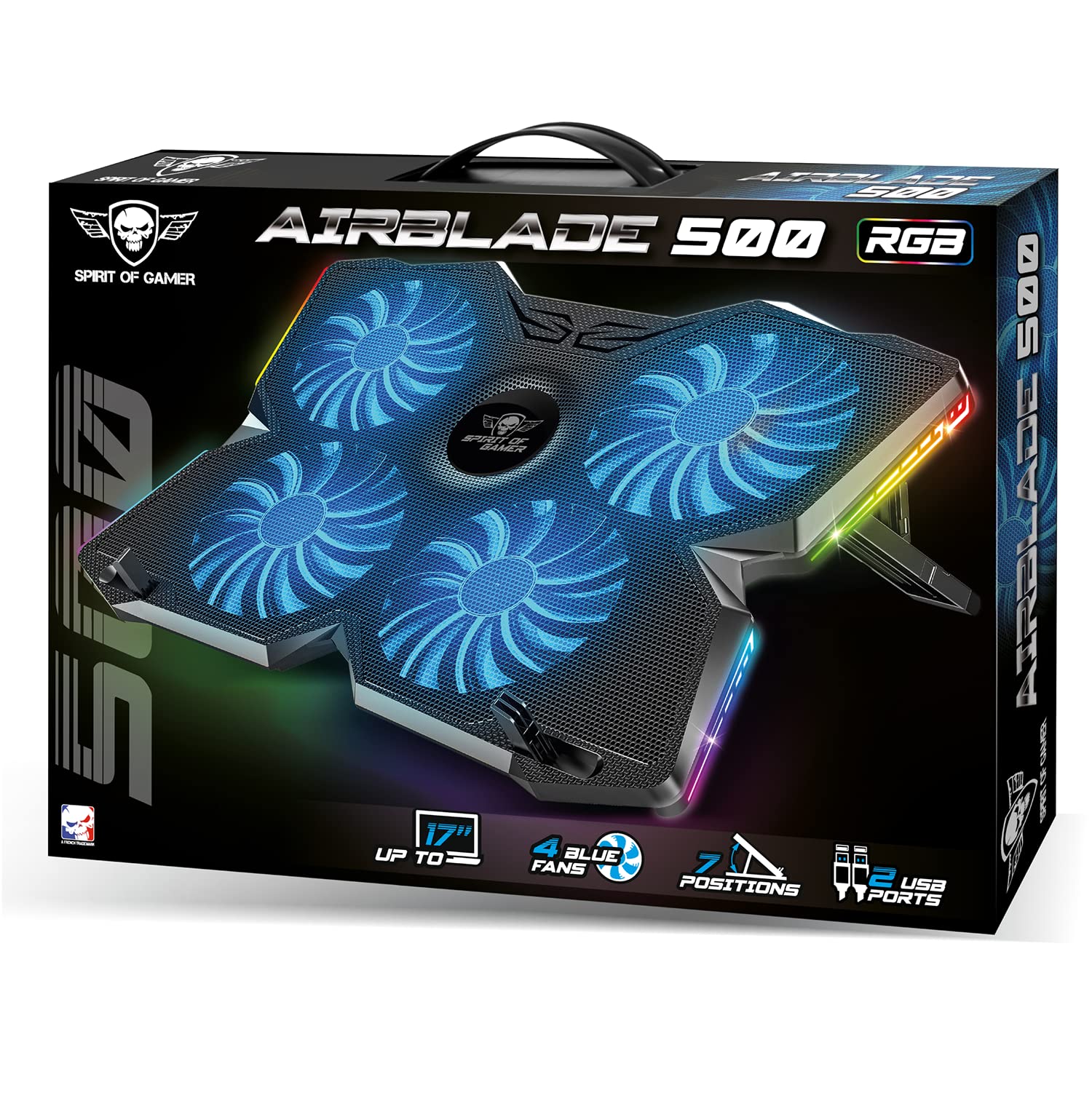 Refroidisseur PC Portable 10" à 17" 4 Ventilateurs Silencieux RGB Compatible PS5 PS4 Xbox
