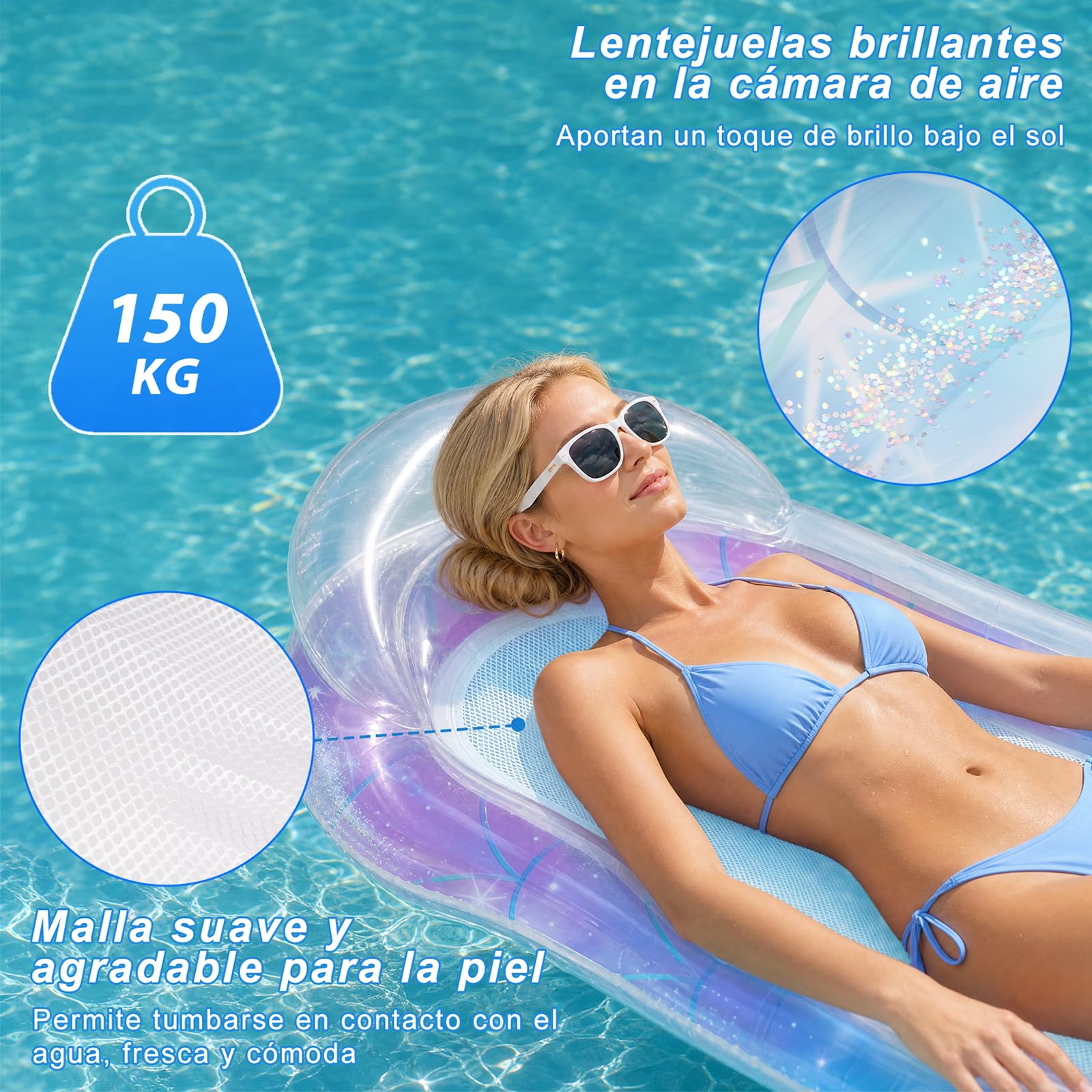 CYFIE Colchoneta Piscina Tumbona Flotante Adultos