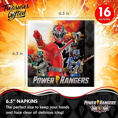 Miniatura 8 de Treasures Gifted Servilletas Power Rangers, paquete de 32 servilletas de fiesta de Power Rangers, suministros para fiesta de cumpleaños de Power