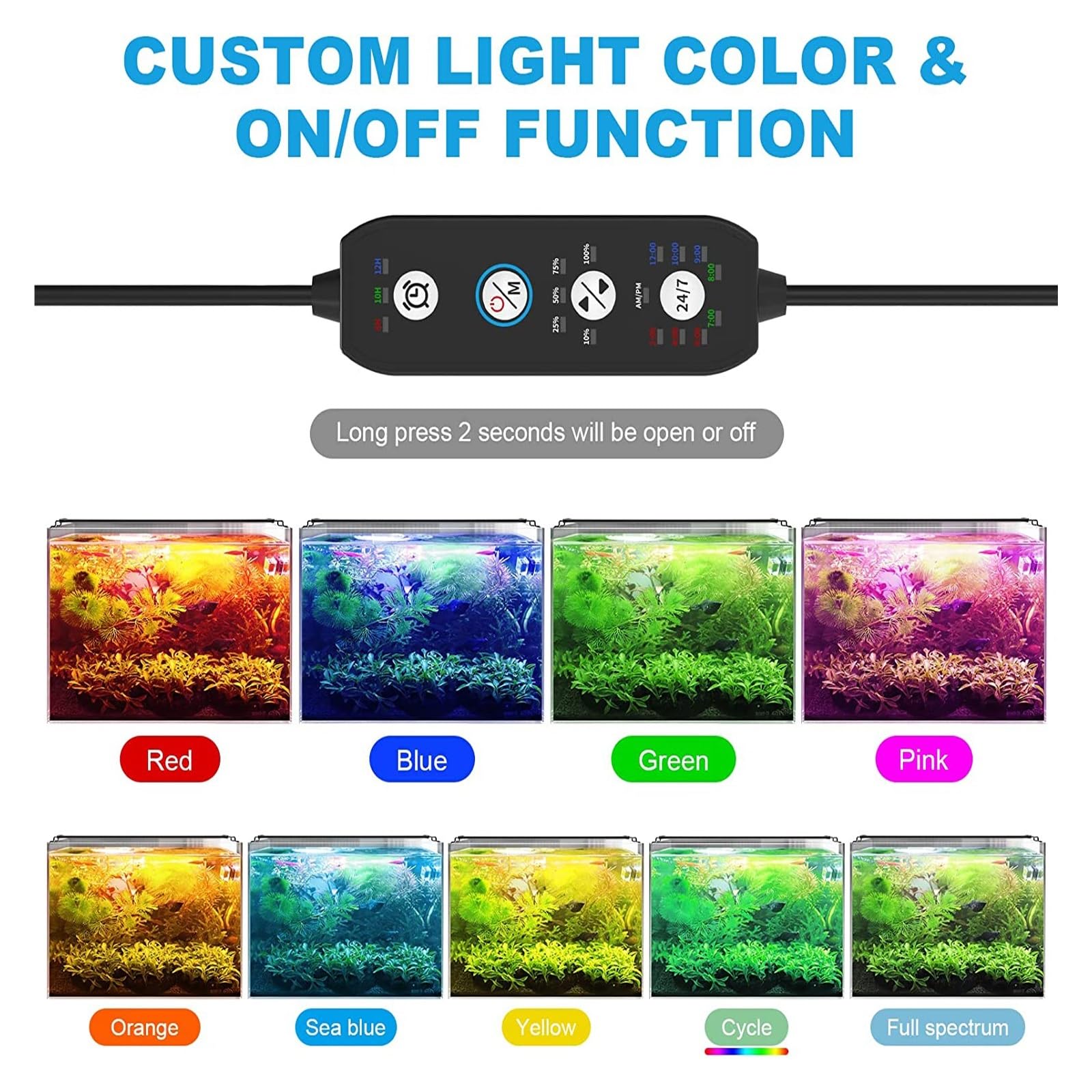 Oświetlenie rafowe LED, 60-105cm Auto On Off oświetlenie LED do akwarium z zegarem pełne spektrum dla roślin wodnych Sunrise Sunset Light lampa rgb(FG169-60CM)