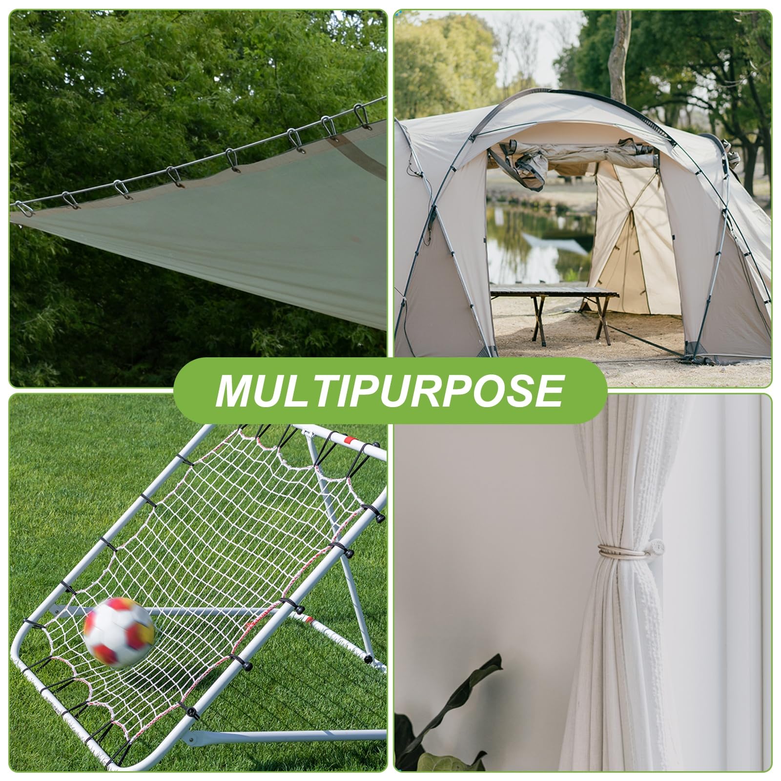 PATIKIL Lot de 50 tendeurs à boule de 15,2 cm avec boules pour auvent, bâche, cordon élastique pour camping, abri cargo, poteau de tente, blanc et noir