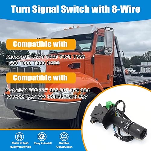 Miniatura 3 de XQSMWF Interruptor de señal de giro con 8 cables, color negro, compatible con Peterbilt y Kenworth #P271067 P27-1067 P27-6221 TRW480791 20548AA