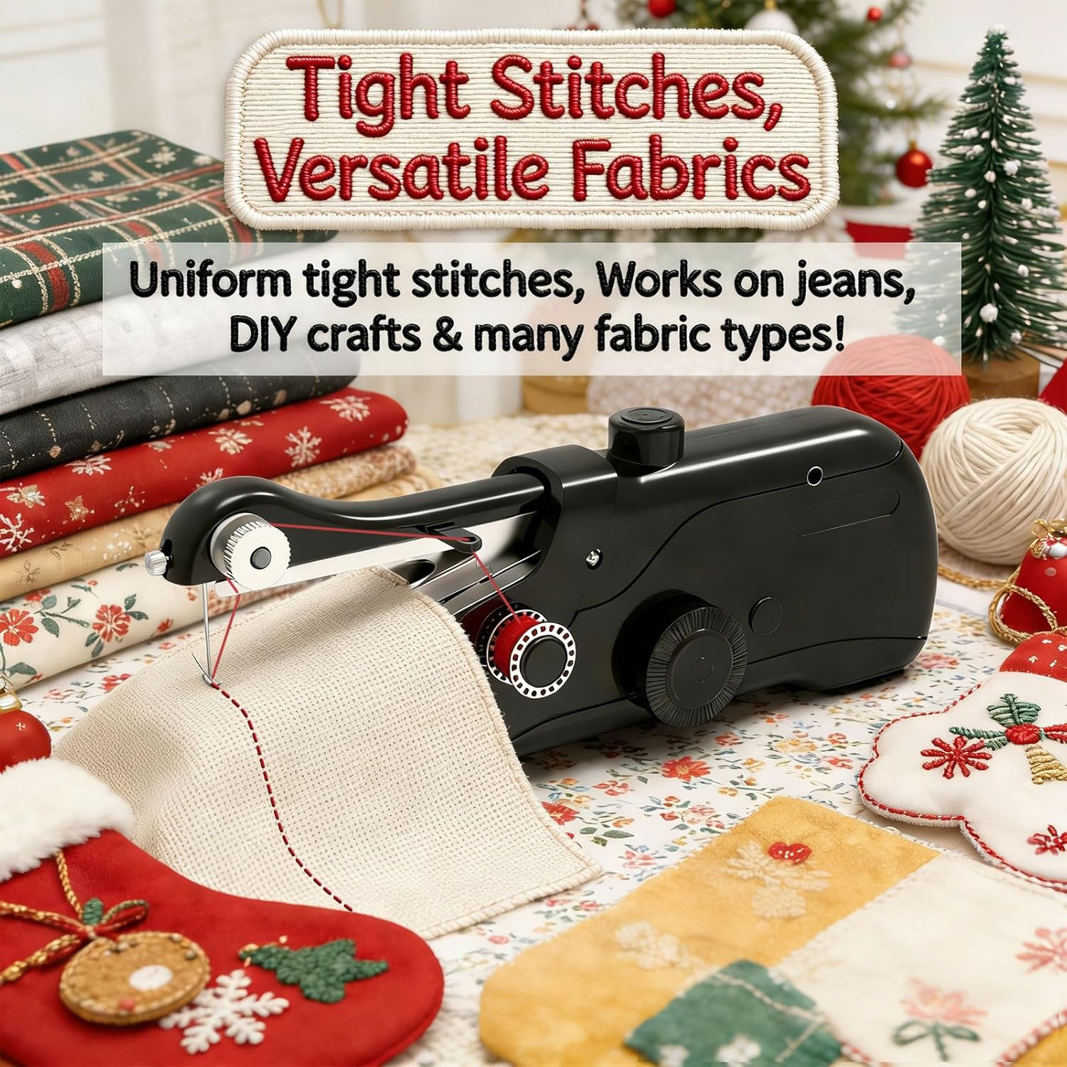 Handheld Sewing Machine,Portable Mini Sewing Machine for Beginners with Sewing Kit and Storage Case,Perfect for Adults & Travel,Electronic Small Sewing Machine for Quick Stitching(Black-1)