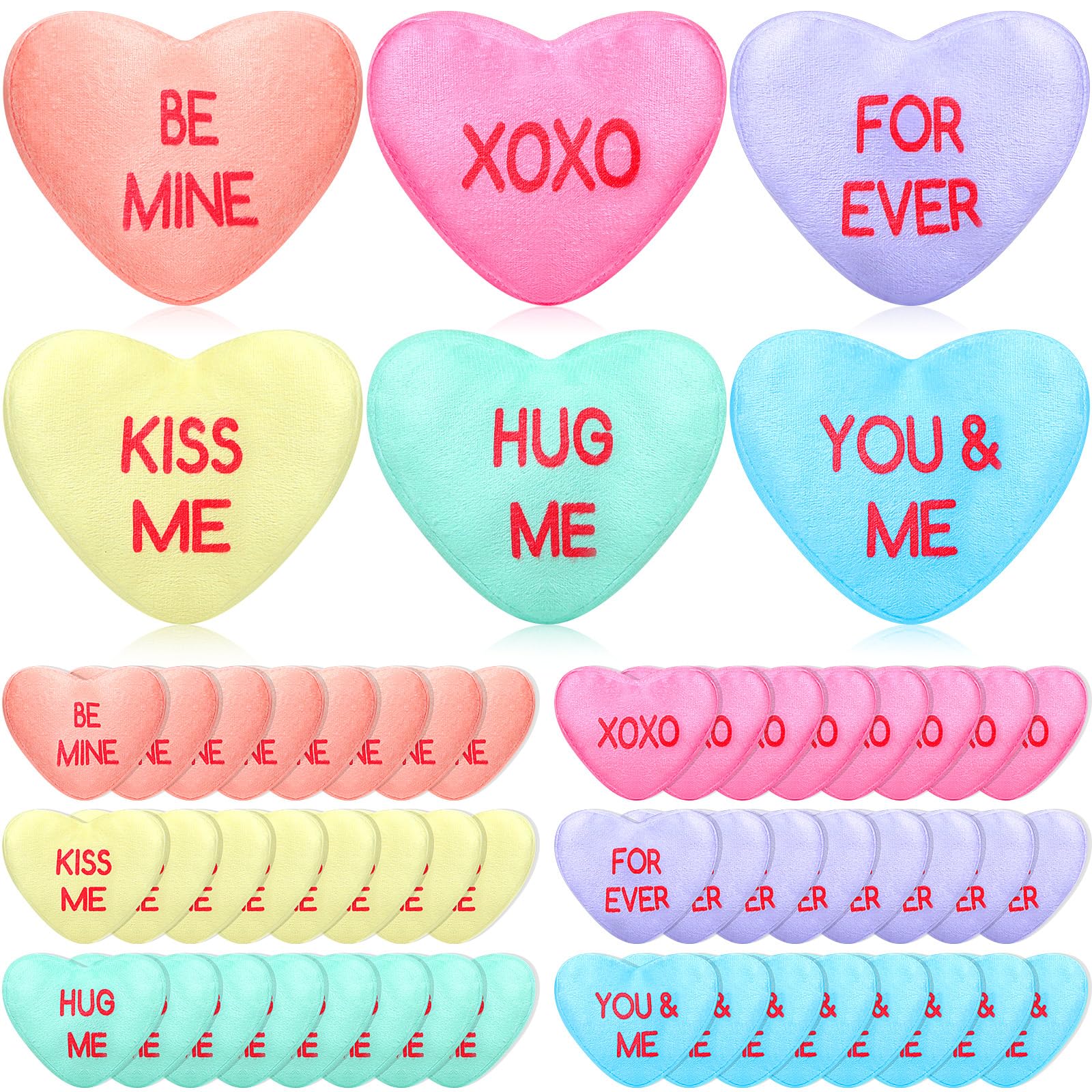 48 Pcs Conversation Heart Stuffed Pillow 4.72 Inch Plush Valentines Day Gift Heart Toys Candy Heart Toys for Valentine's Day Wedding Holiday Party Decor
