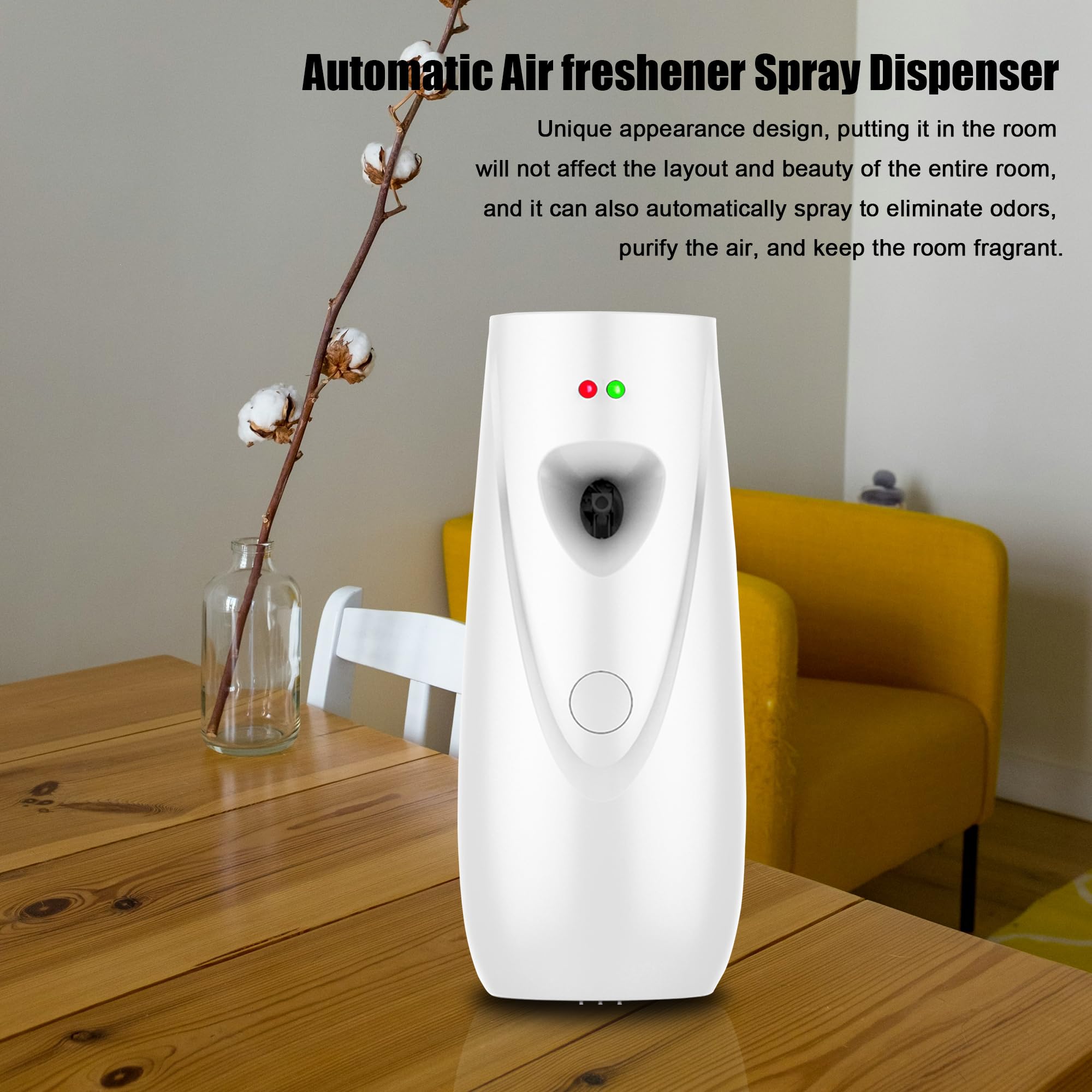 Dispenser automatico spray per deodorante per ambienti, confezione da 2, supporto per spruzzatore da parete o indipendente, impostazioni multiple di tempo, uso commerciale e domestico in bagno,