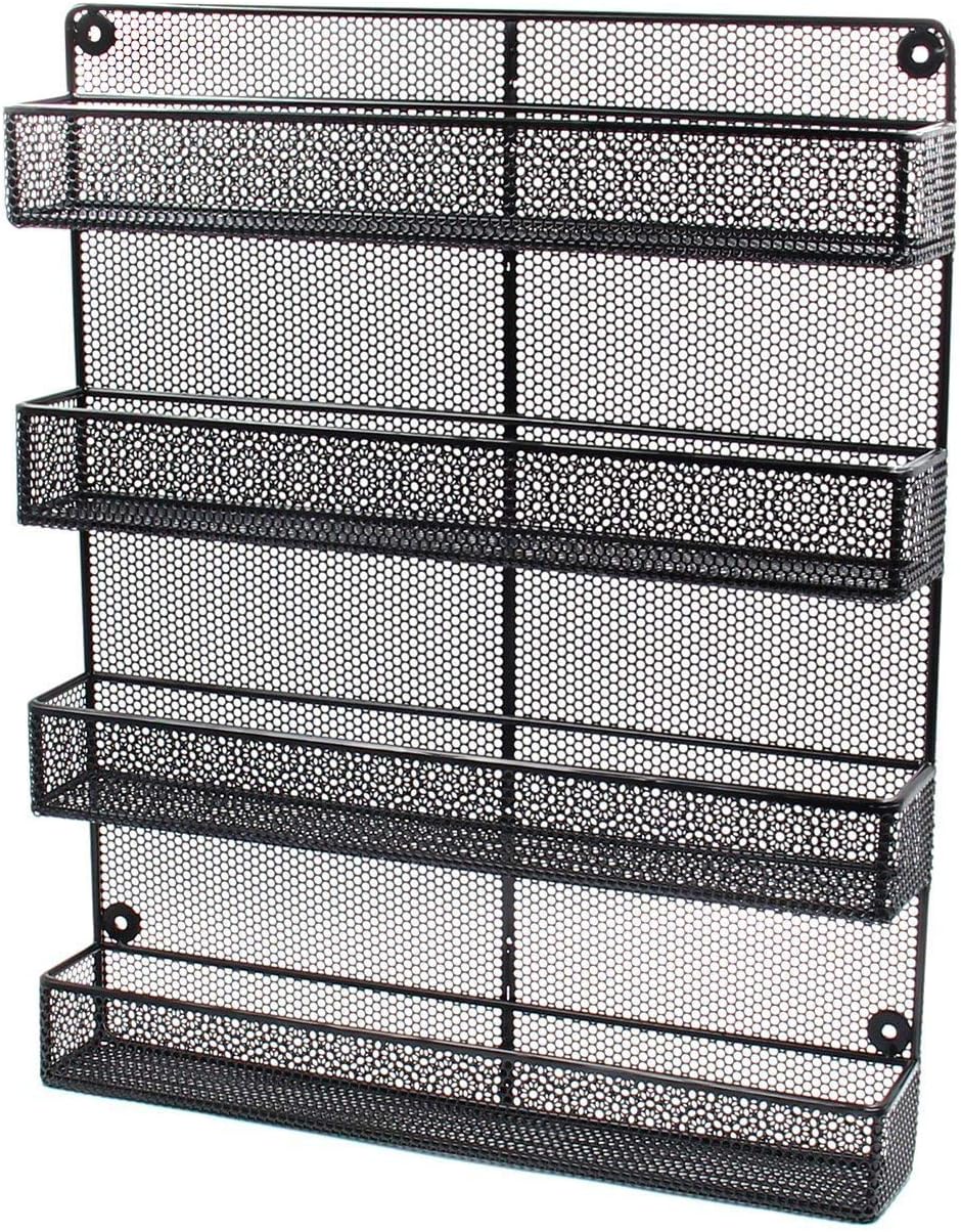 ESYLIFE 4 Tier Large Wall Mounted Wire Spice Rack Organizer