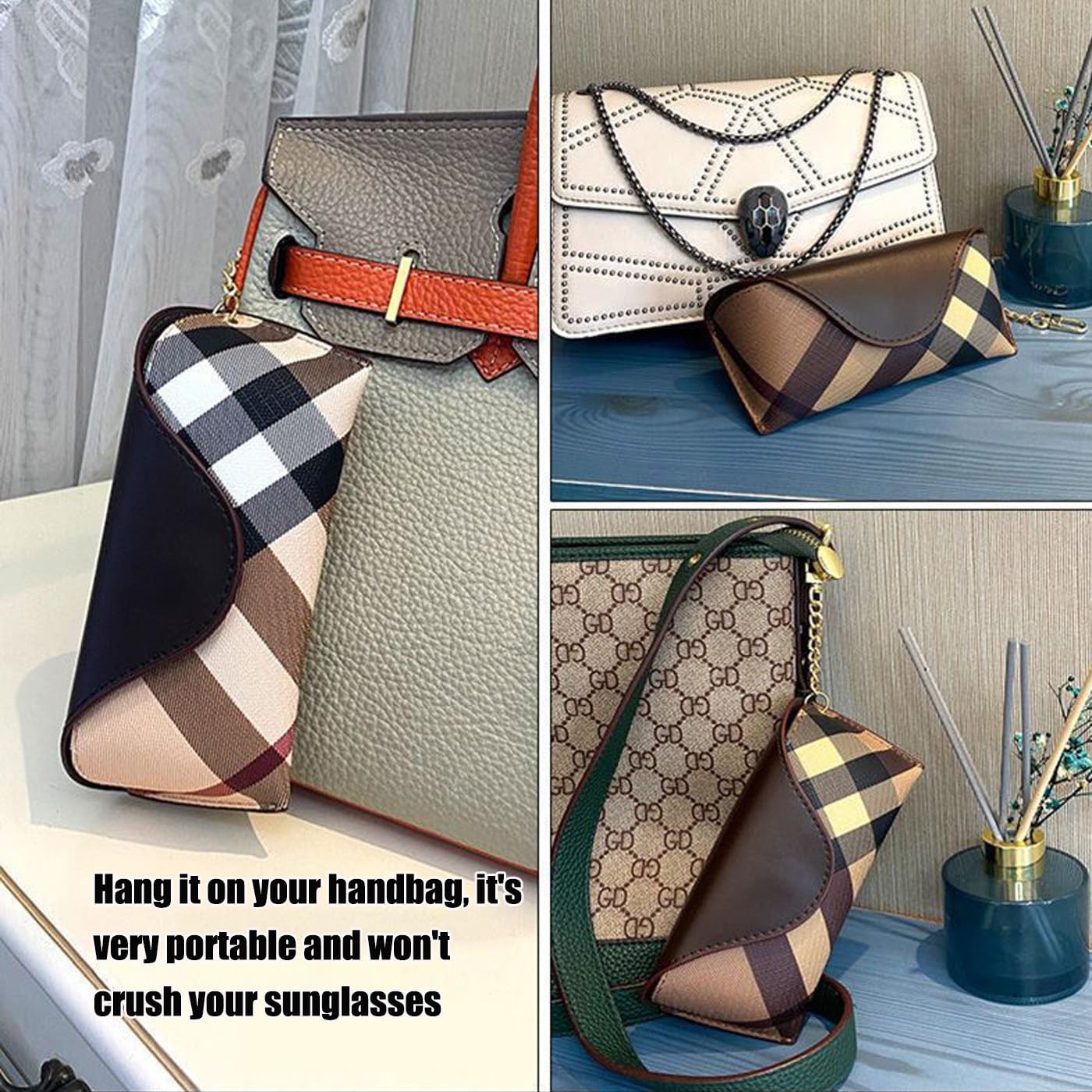 kytasryl Soft Leather Sunglasses Bag,Travel Sunglass Holder Eyeglass Case Portable Slim Sunglasses Pouch - Image 3