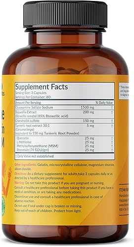 Miniatura 2 de Futurebiotics Glucosamina, condroitina, cúrcuma y MSM fórmula avanzada para articulaciones, apoya articulaciones saludables y movilidad, sin OMG,