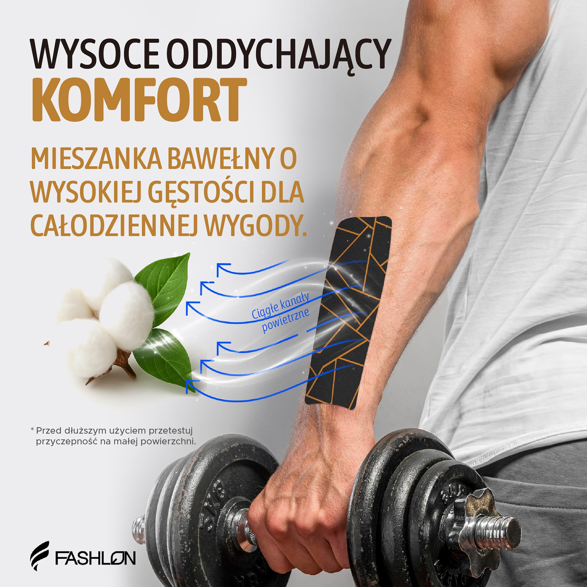 FASHLON Niepocięte bawełniane taśmy kinezjologiczne 2 rolki - Nocny Brąz | Wodoodporne tejpy sportowe (5cmx5m każda). Elastyczne plastry wspierające stawy i mięśnie do siatkówki oraz piłki nożnej