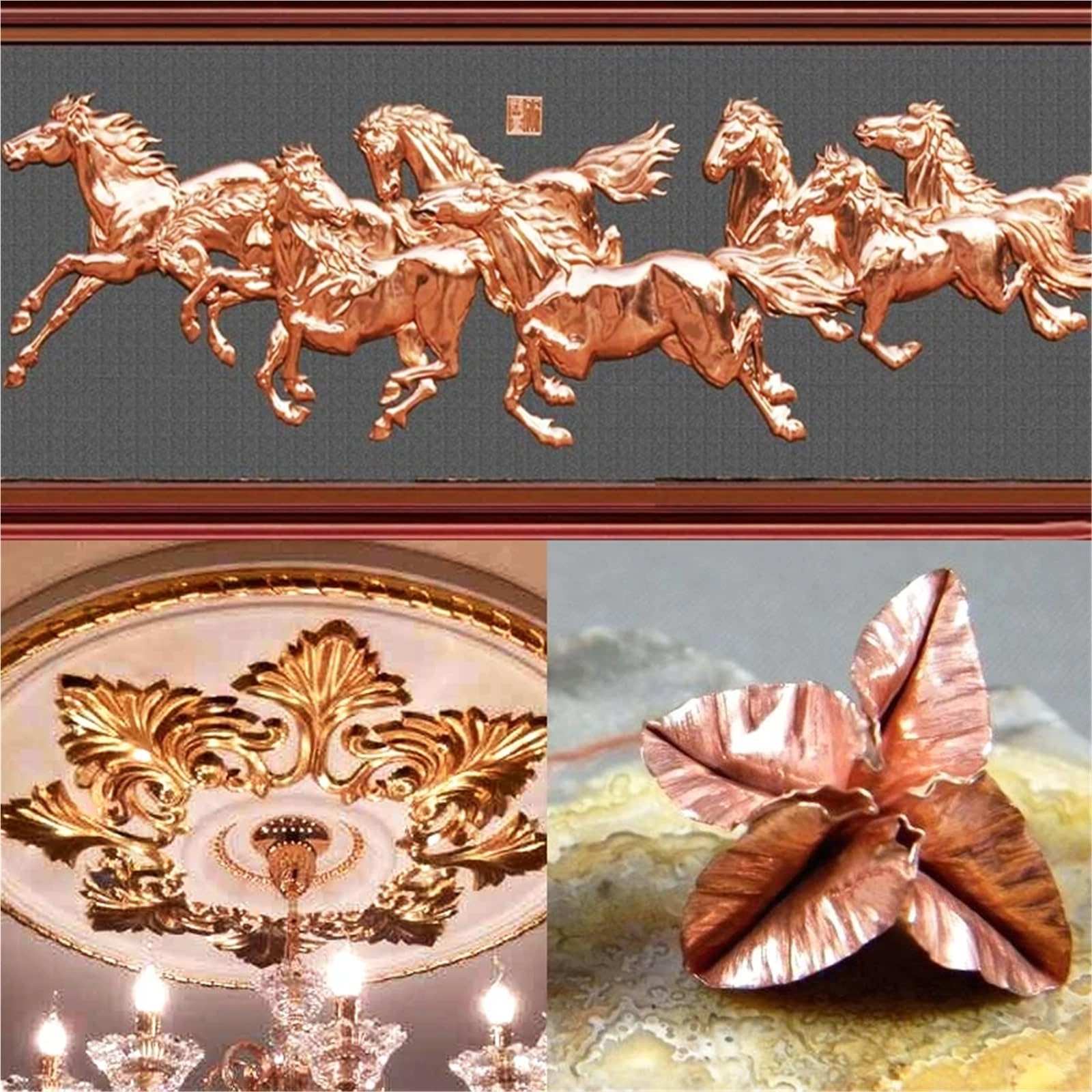 Papel de imitación de hoja de oro, dorado, hoja de cobre y aluminio for manualidades, decoración dorada del hogar, 1000 unidades(16cm copper leaf)