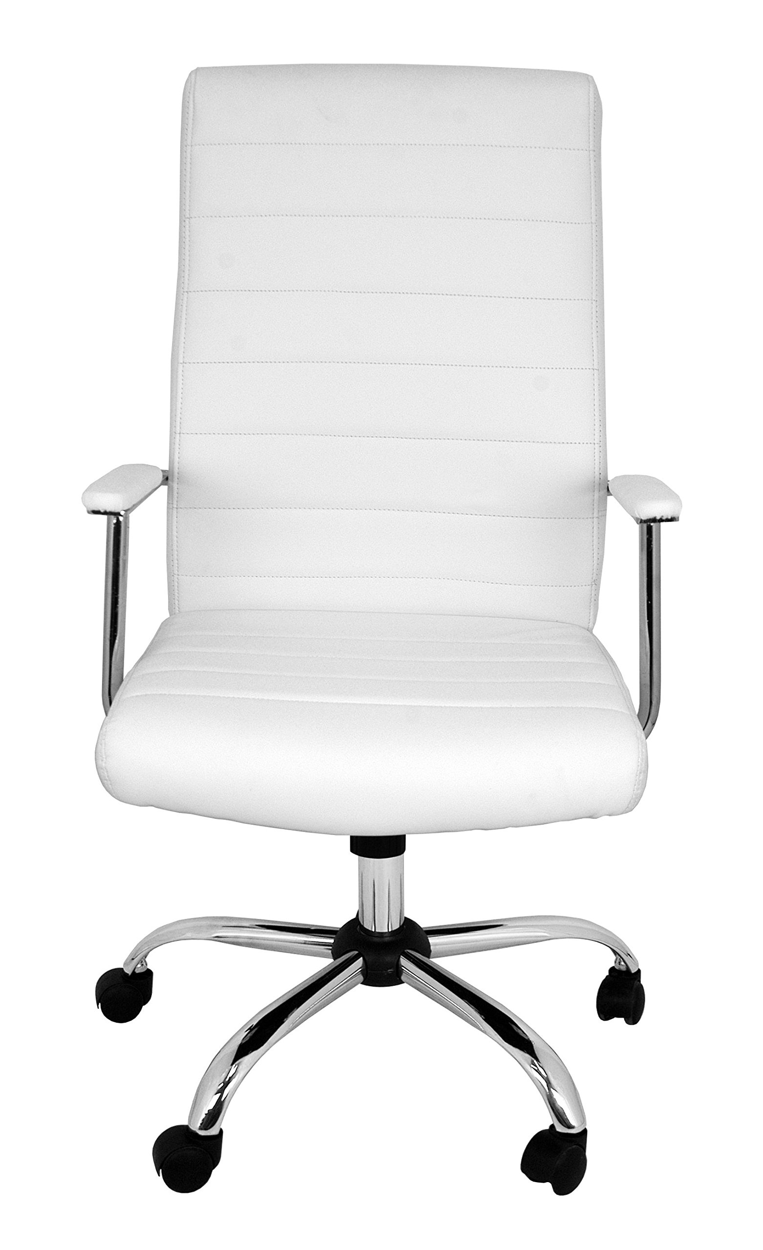 La Silla Española Patones - Sedia da ufficio direttore con braccioli, pelle sintetica, bianco, 50 x 47 x 116 cm
