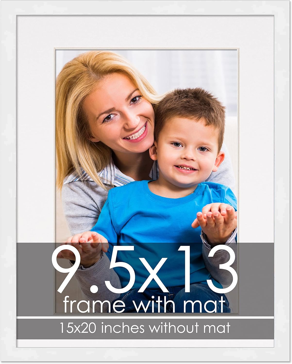 Amazon.com - 9.5x13 Frame with Mat - White 15x20 Frame Wood Made to ...