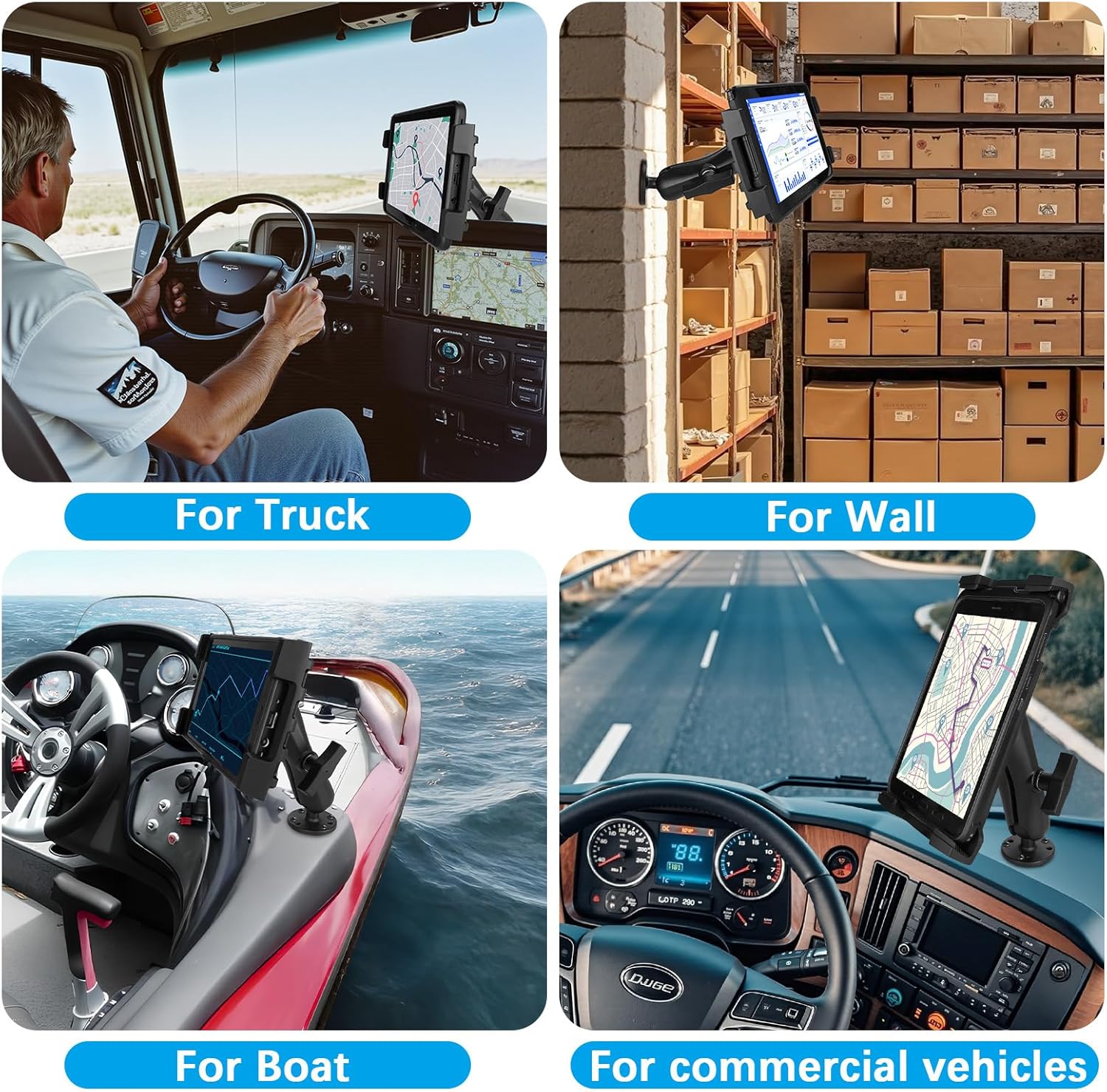 Aluminum Heavy Duty Tablet Mount for Truck, 1.5" Ball Base Tablet Holder Compatible with Galaxy Tab Active Pro Tablets/iPad, iPad Car Mount for Truck, Boat, Dashboard