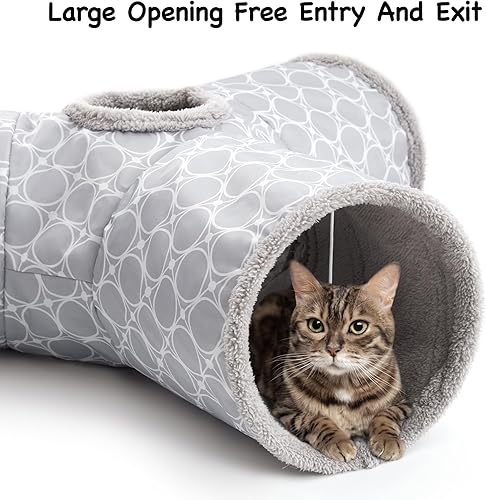 Vista 51 de Tempcore - Túnel para gatos con forma de tubo plegable de 3 vías, para interiores, juguete con forma de bola para mirar, para gato, cachorro, Moneda