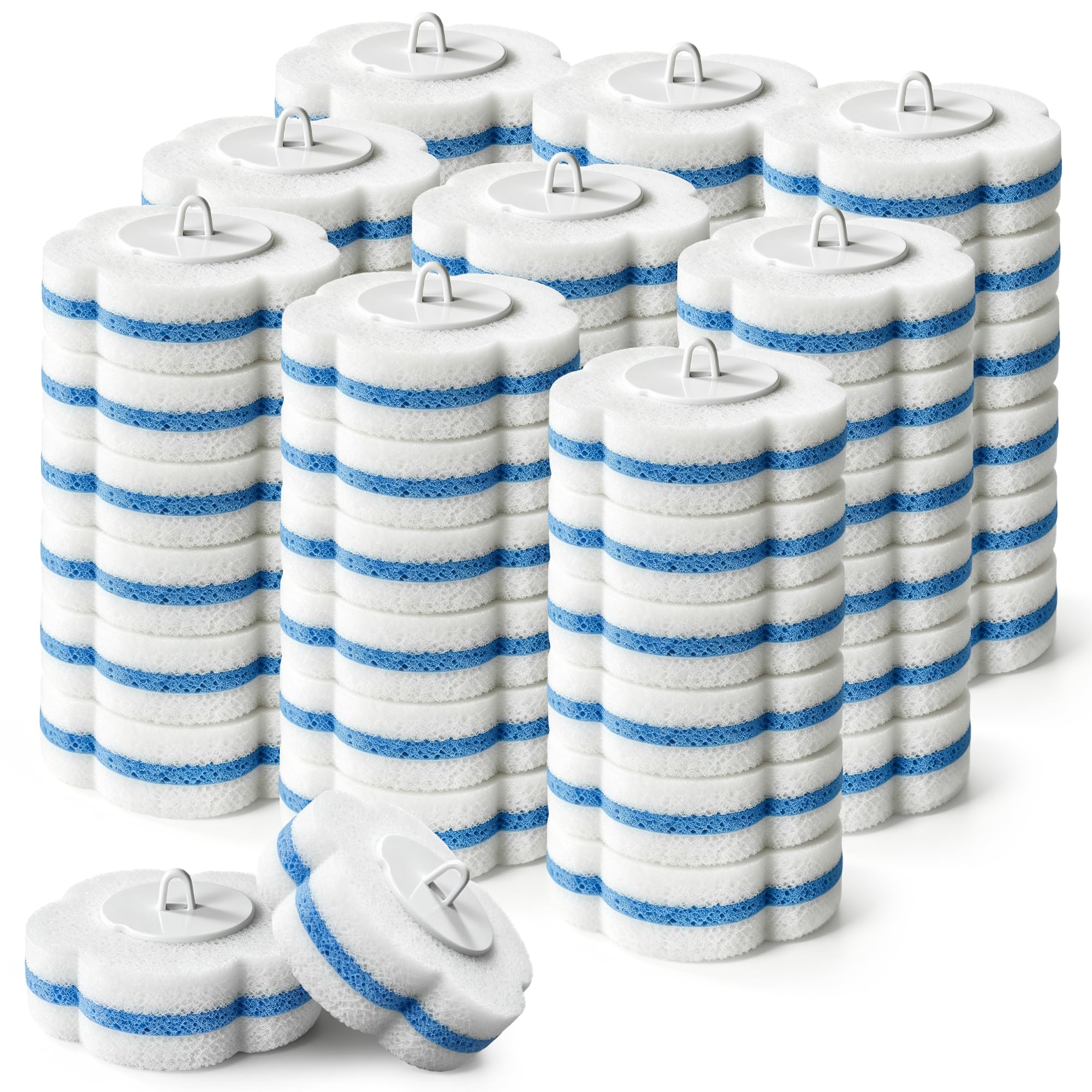 60-Piece Disposable Toilet Brush Refills with Built-In Cleaning Solution