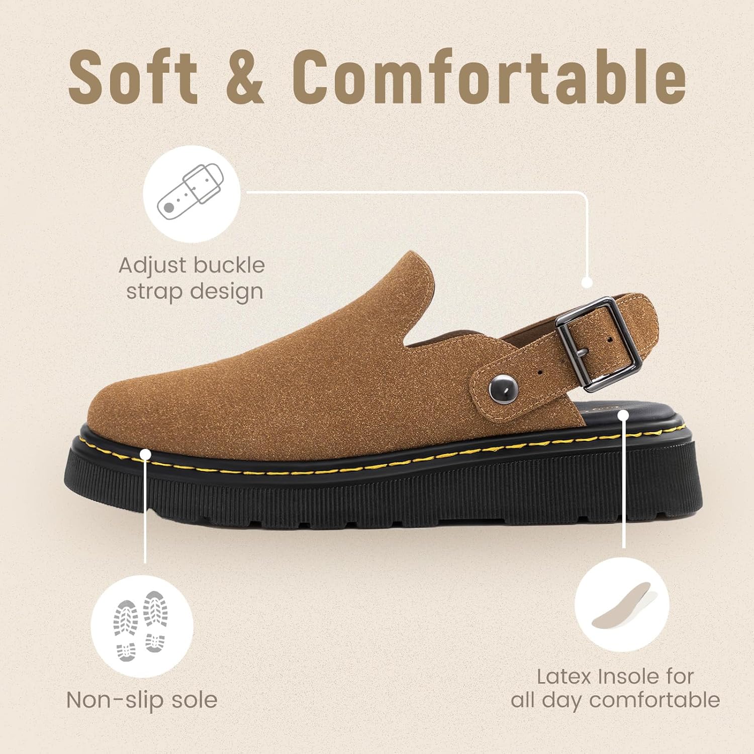 Athlefit Women's Clogs Shoes with Back Strap Comfortable Latex Footbed Slip-On Adjustable Slingback Mules Zapatos para Mujer - Image 3