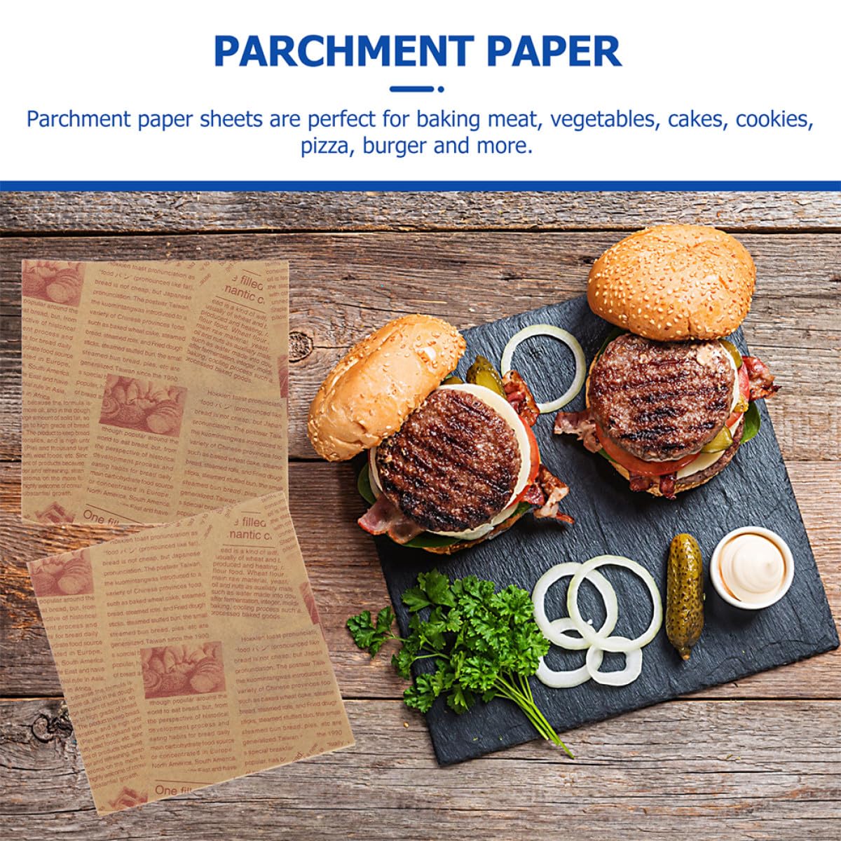 Papier Sulfurisé de Cuisson 200 Pièces 25x25 Cm Résistant la Graisse et Antiadhésif pour Cuisson Four et Emballage