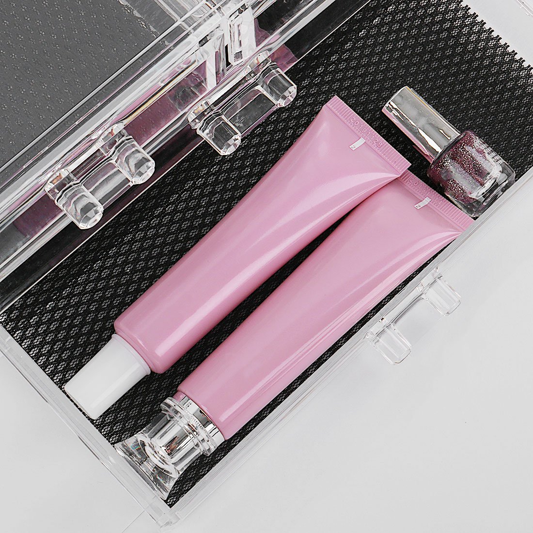 Ruilogod Organizador de cosméticos acrílico transparente para maquillaje, delineador de pintalabios, soporte para brochas y joyas, caja expositora, cajones (estilo 15)