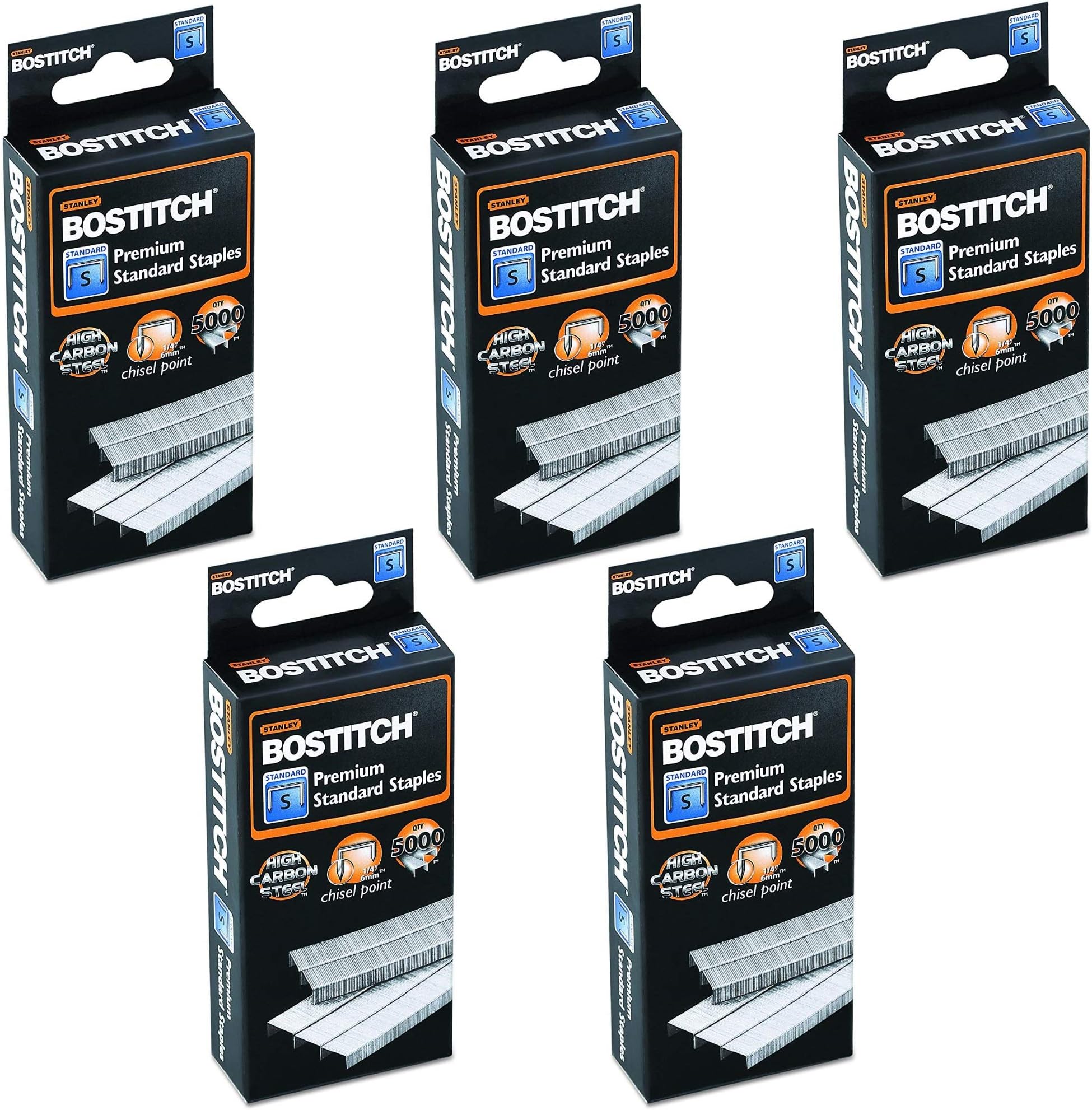 Bostitch Office Premium Standard Staples in Clear Plastic Box, 1/4 Inch Leg