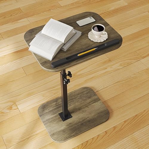 Miniatura 8 de Mesa de sofá con brazo para TV, soporte de cama pequeño, en forma de C, mesas auxiliares laterales para sala de estar, dormitorio, mesita de noche