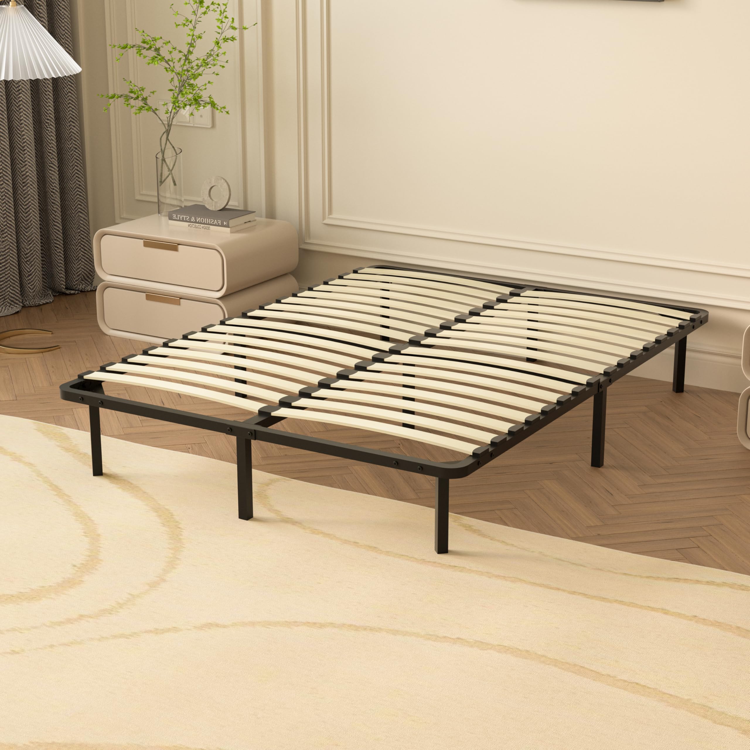 DEWINNER Sommier 140x190 | Sommiers à Lattes avec 9 Pieds pour Adulte | 2x16 Lattes | Cadre de Lit 140 x 190 avec Sommier | Hauteur du Cadre de Lit 29cm | Lit Deux Place (140x190-9 Pieds)