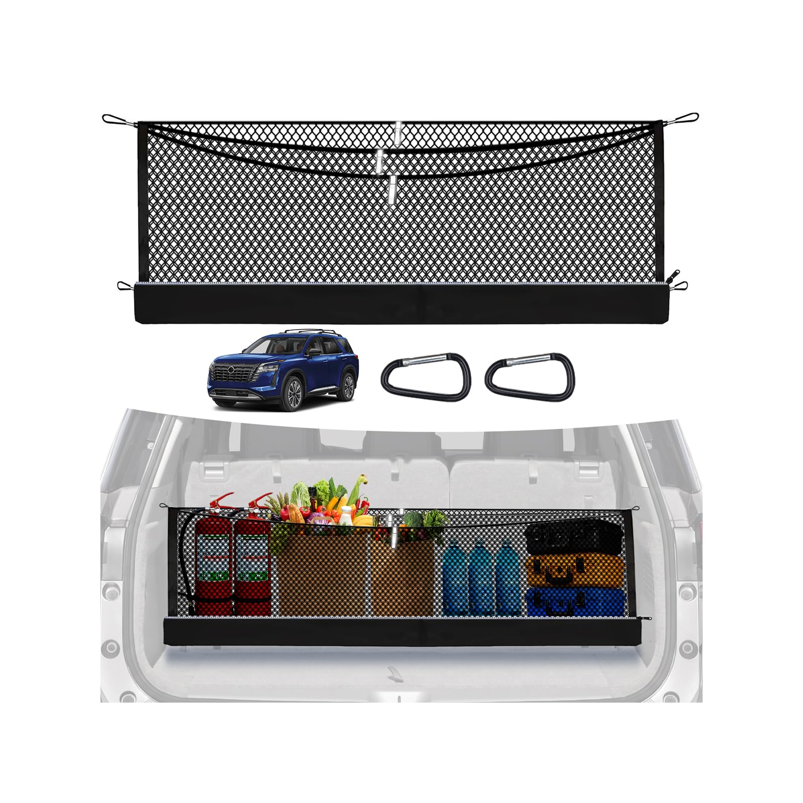 3-Layer Cargo Net for Nissan Pathfinder 2022-2026, Zoned Storage Cargo Nets