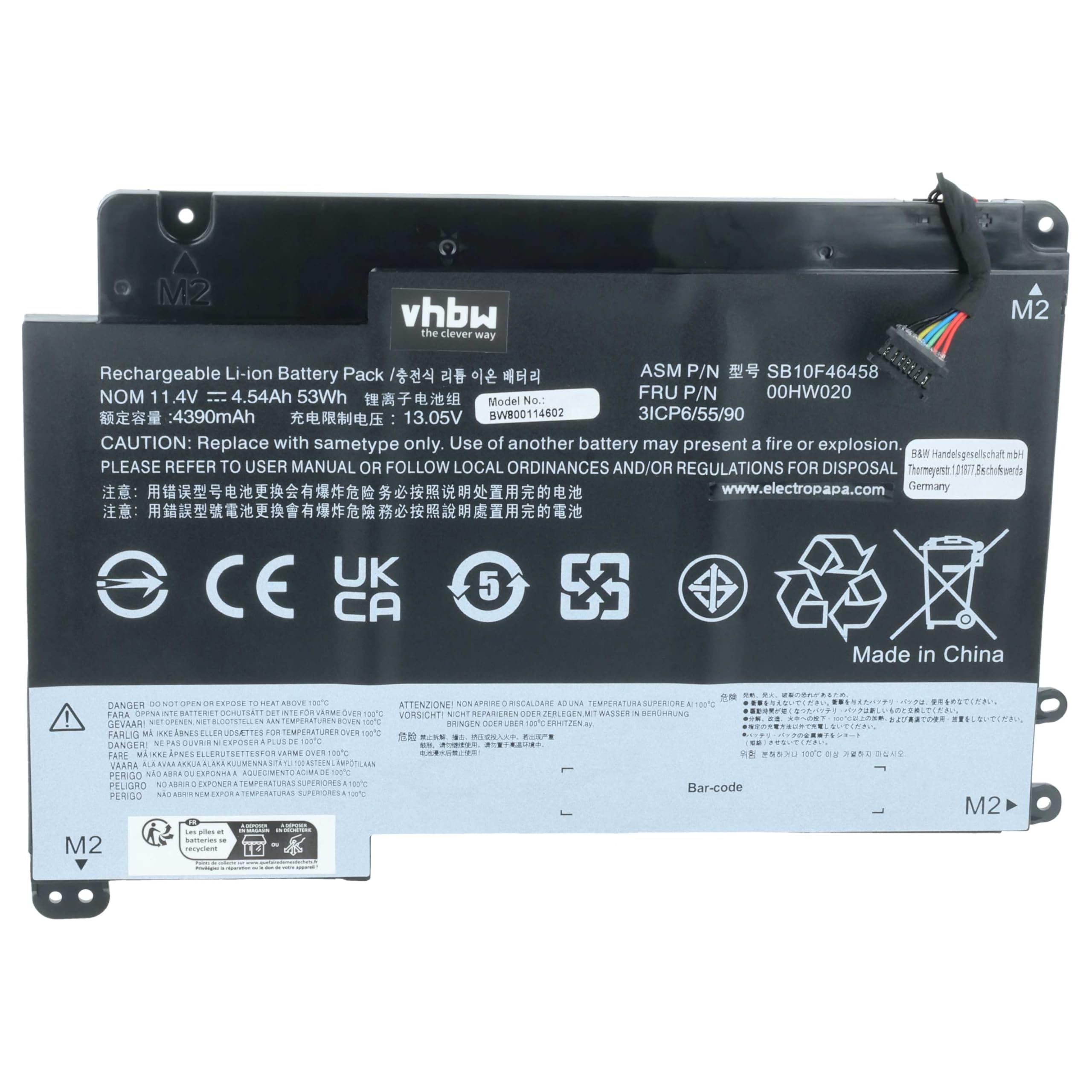 vhbw batteria compatibile con Lenovo ThinkPad Yoga P40 (20GR000BPB) notebook (4200mAh, 11,4V, Li-Poly)