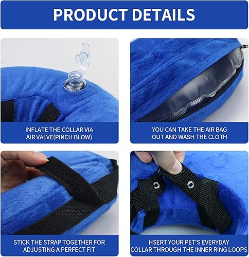 Miniatura 9 de MCHY Cono inflable impermeable para perro, collar de recuperación ajustable para perros después de la cirugía, evita mordeduras y arañazos, no