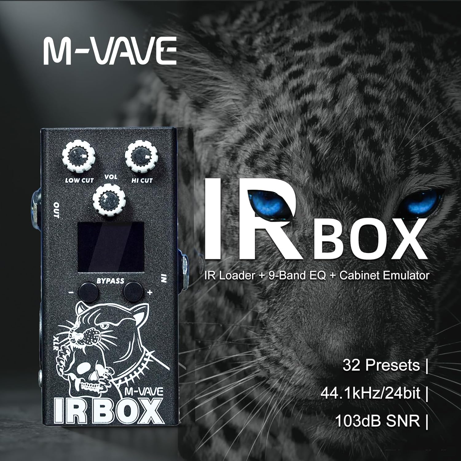 M-VAVE IRBOX Guitar/Bass Effects Pedal, Amplifier Simulation with 32 Presets, IR Cab Simulator, Digital, 9V, Black With APP