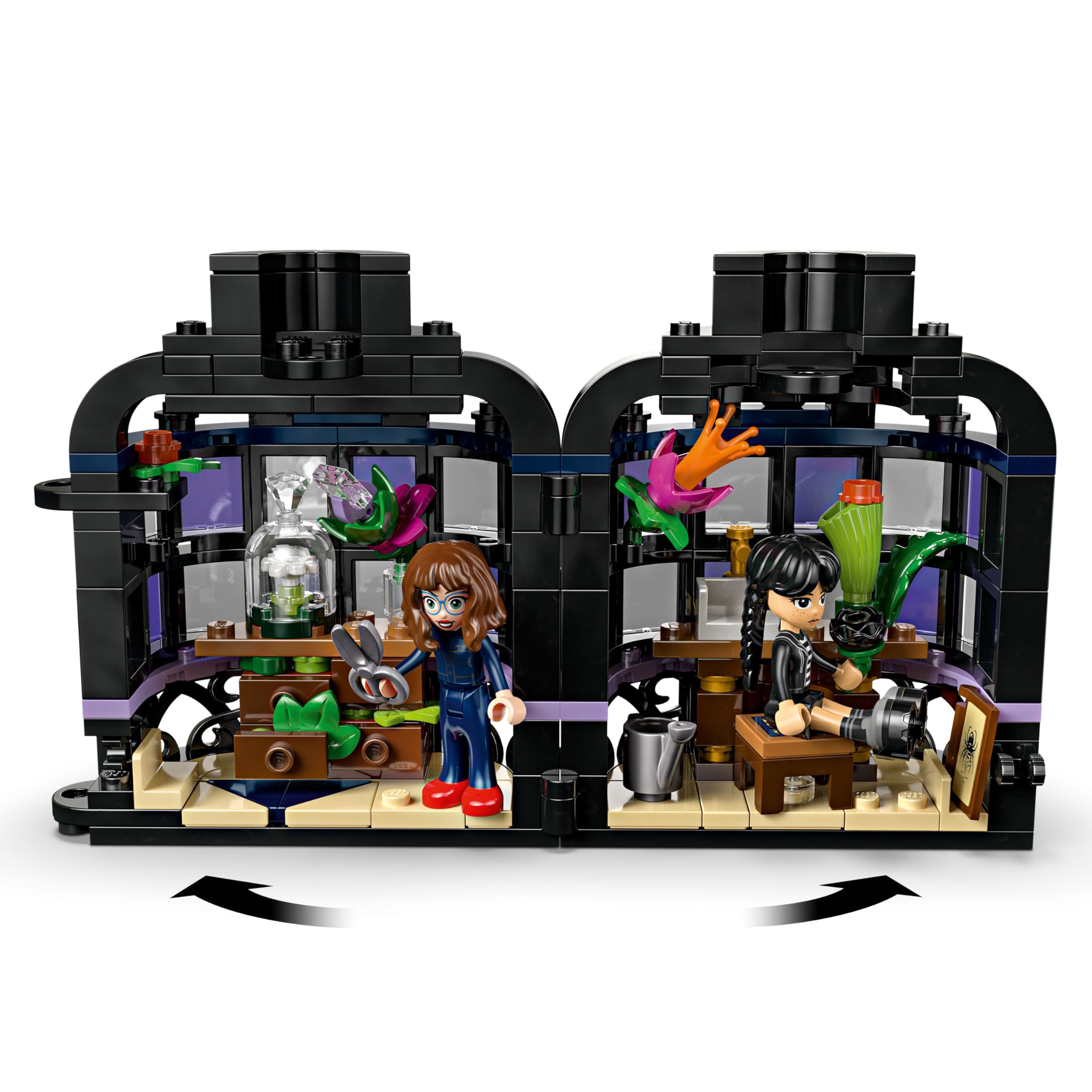 LEGO Wednesday Black Dahlia Flower Building Toy - Pretend Play Set for Girls & Boys, Ages 9+ - with Wednesday Addams & Professor Minidolls - Building Blocks for Kids - Gift Idea for Birthdays - 76784