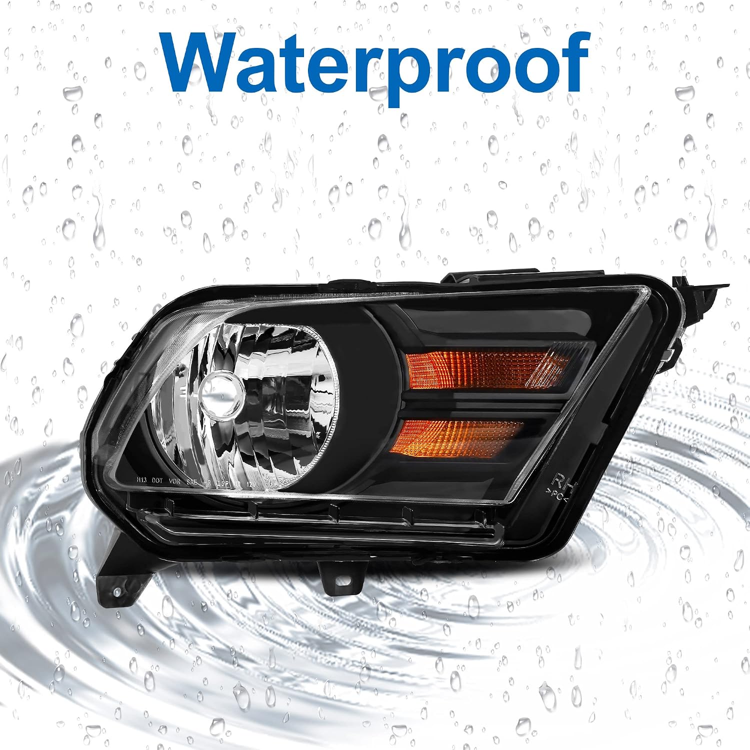 Headlight Assembly Fit For 2010 2011 2012 2013 2014 Ford Mustang 10 11 12 13 14 Ford Mustang OE Headlamp Replacement Left Side and Right Side