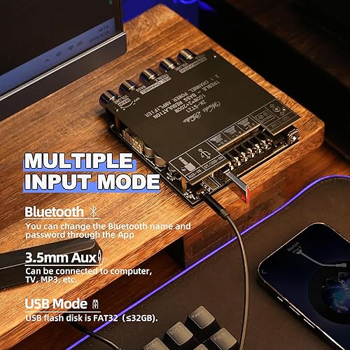 Miniatura 10 de TDA7498E Bluetooth Amplificador de Potencia Junta con Subwoofer 2.1 Canal 160W × 2+220W, 15V-36V Módulo amplificador de potencia de audio