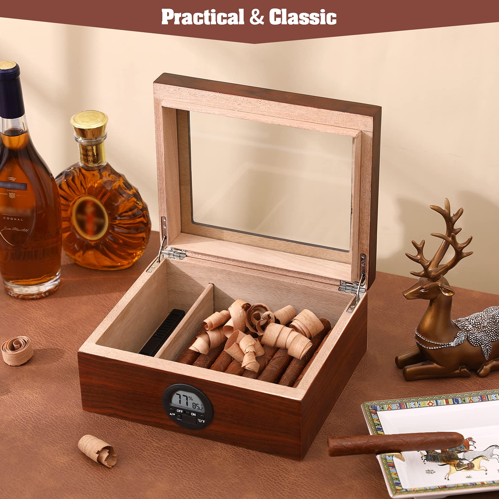 Robeent Cedar Cigar Humidors Box.with Multifunction Digital Hygrometer