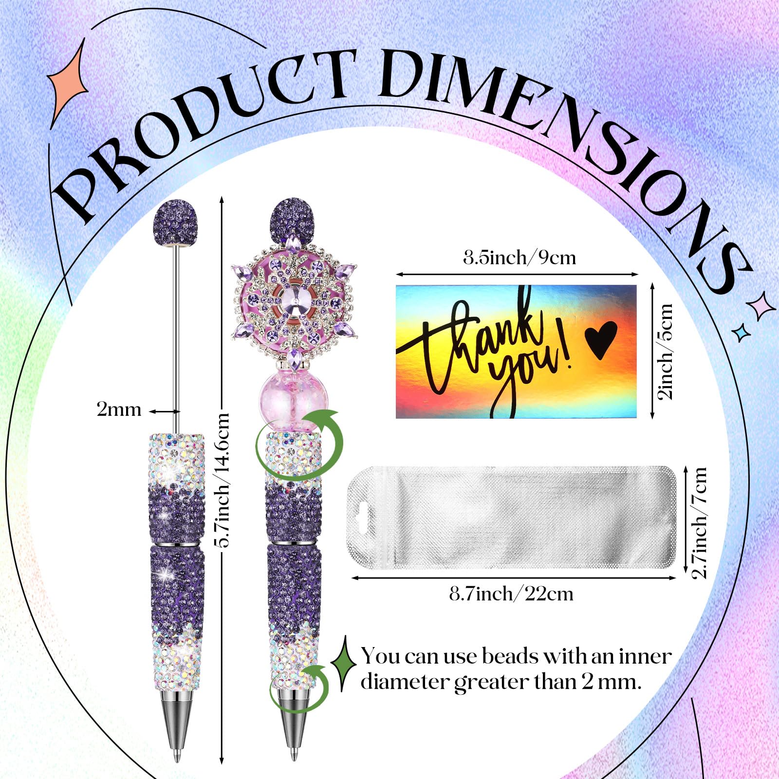 Tondiamo Glitzerstifte, Strasssteine, ausgefallene Stifte für Perlen, DIY, Diamant-Perlenstift-Set, niedlicher Journaling-Kugelschreiber, Spaß-Kugelschreiber für Bastelarbeiten, 15 Stück