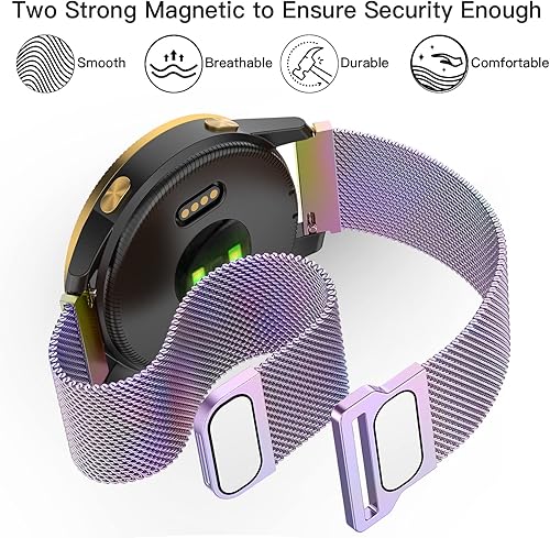 Miniatura 3 de Bolesi Correa de reloj compatible con Garmin Vivoactive 5Venu SqVenu 2 Plus, correa de repuesto de acero inoxidable tejida de 0.787 pulgadas, banda