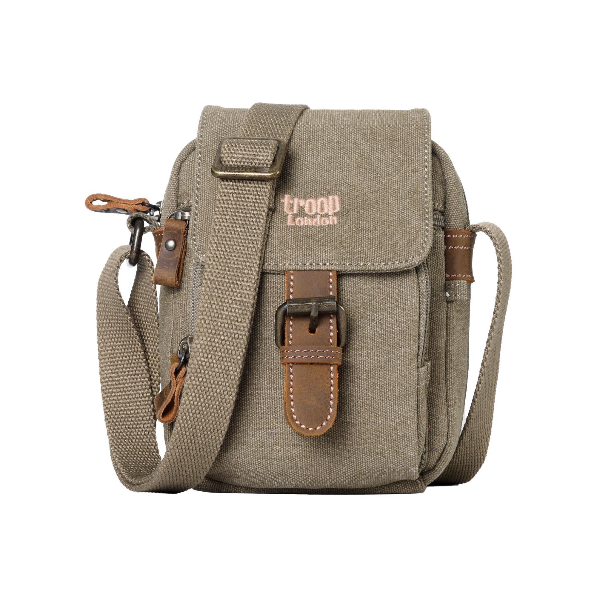 Troop London Women's Khaki Trp0213 Classic Canvas Across Body Bag