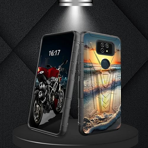 Miniatura 182 de AT&T Calypso 2 (U319AA) Funda con protector de pantalla de vidrio templado resistente con función atril integrado para debut de críquet, ciervo