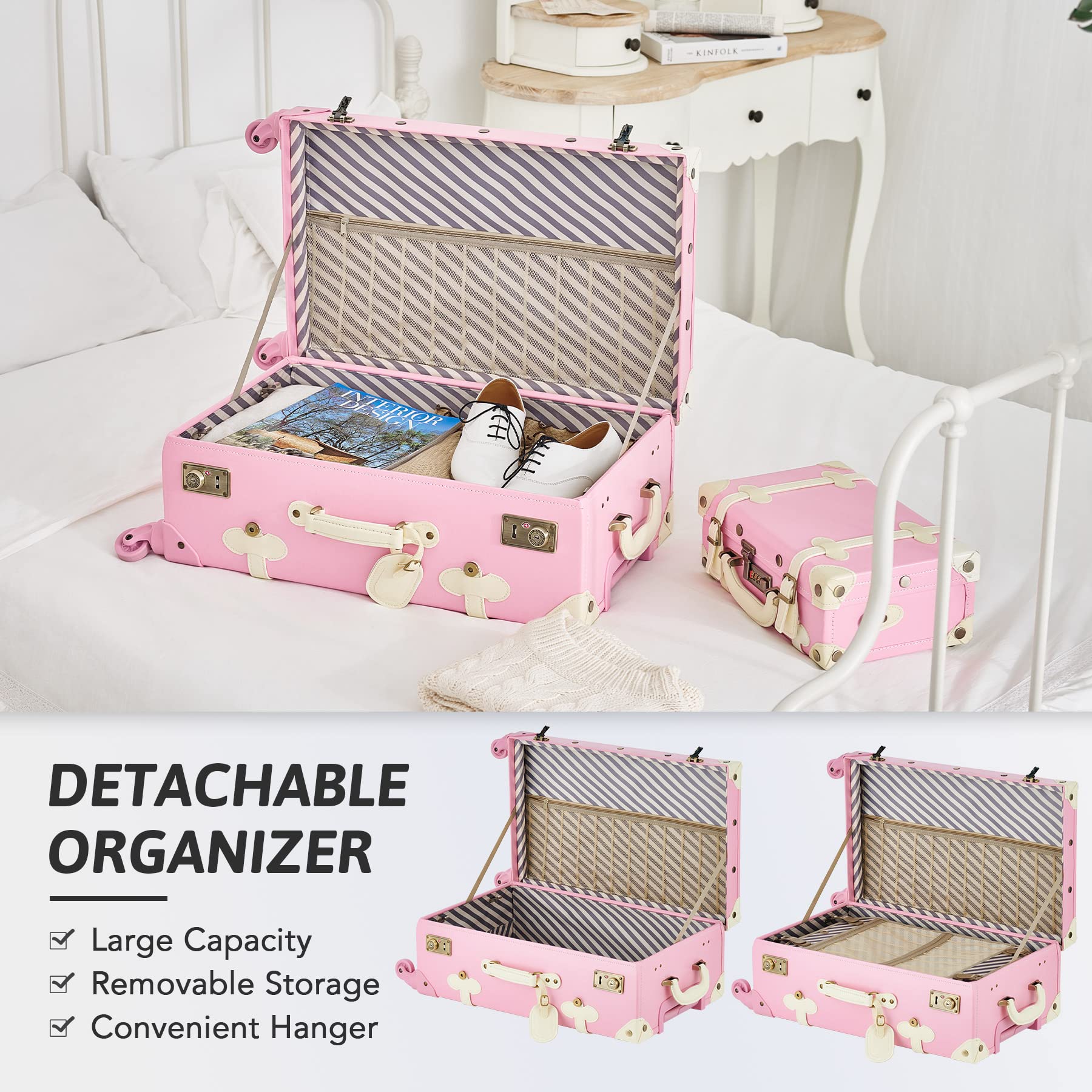 Buy COZ Vintage Luggage Set, Retro Hard Shell Suitcase with Spinner