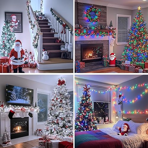 Miniatura 6 de JMEXSUSS 500 luces LED de Navidad que cambian de color, 173 pies, luces blancas y multicolor con control remoto para exteriores, impermeables, luces