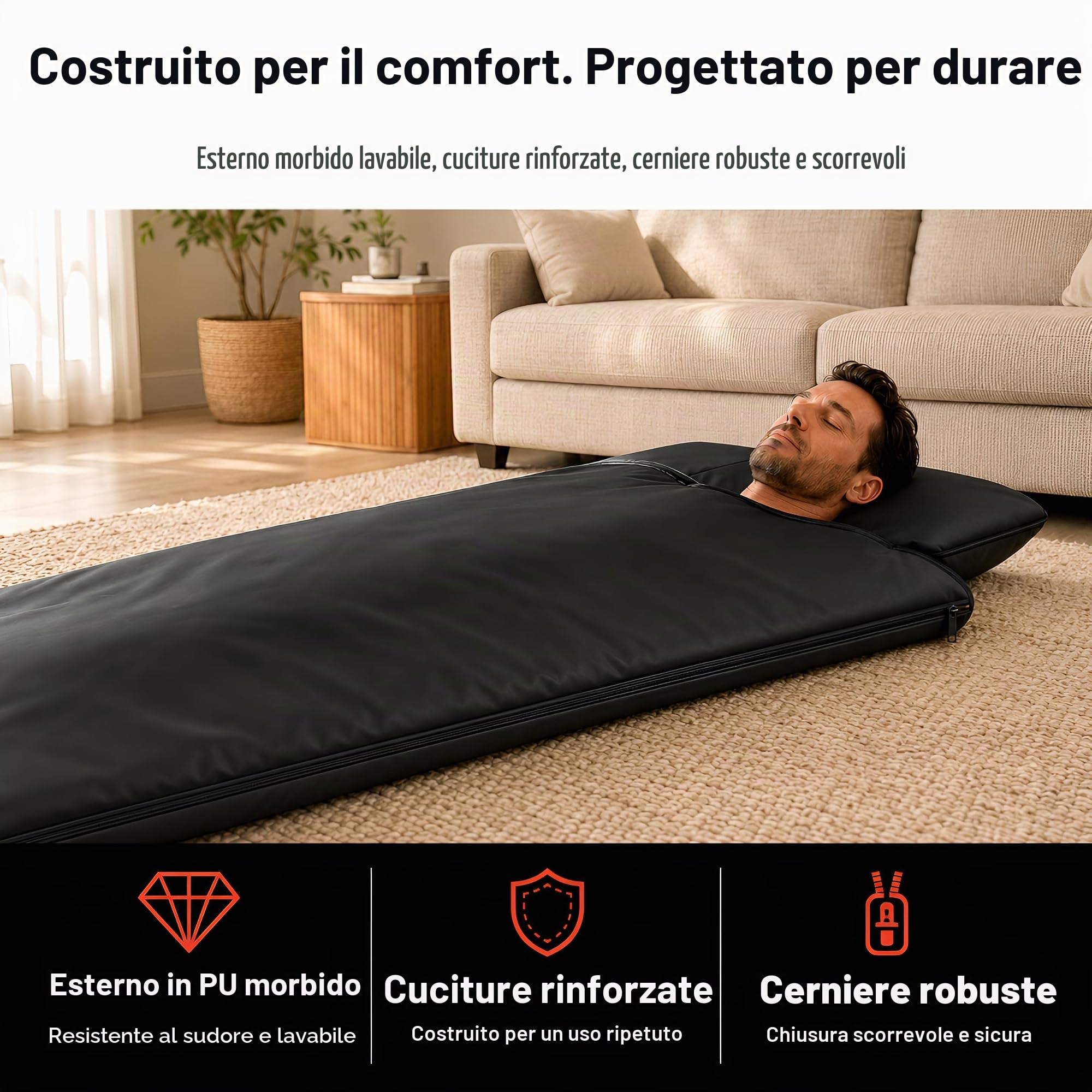 FAR - Coperta sauna a infrarossi per la casa, sauna portatile a infrarossi per il calore di tutto il corpo, inserto per sauna incluso - sauna personale a casa per rilassarsi calore e benessere